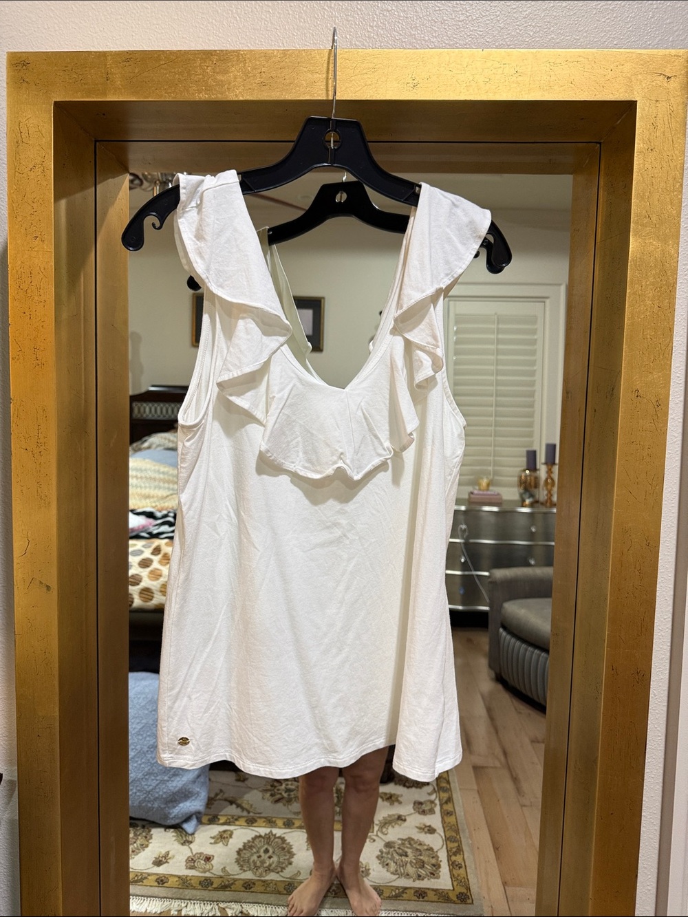 Lilly Pulitzer White Ruffle-Shoulder Camisole